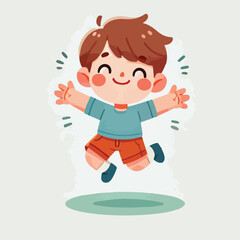 vector of small children jumping happily