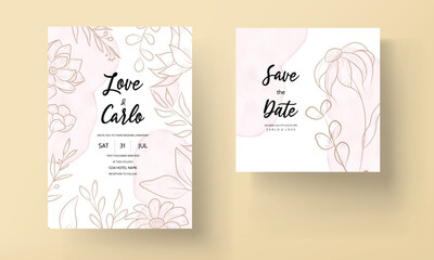 simple elegant flower and leaves invitation card template