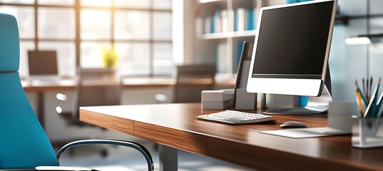 Naklejka premium A clean business workspace with a focus on a desk