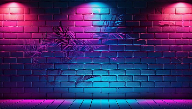 tropical neon brick wall background