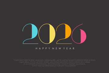 Happy new year 2026 design,2026 logo text design. new year celebration concept . Vector illustration