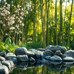 Obraz premium a tranquil zen garden setting where a soft