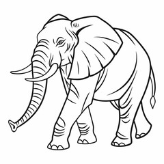 Simple a Elephant line art vector design white background