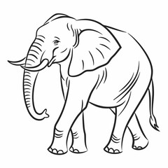 Fototapeta premium Simple a Elephant line art vector design white background