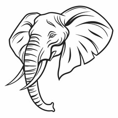 Obraz premium Simple a Elephant line art vector design white background