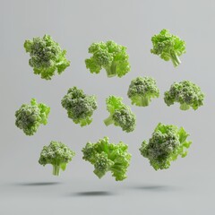Floating broccoli florets, studio shot, food photography, recipe website
