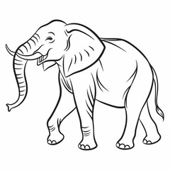 Simple a Elephant line art vector design white background