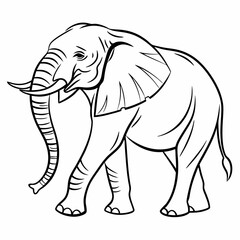 Simple a Elephant line art vector design white background