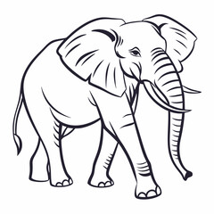 Simple a Elephant line art vector design white background