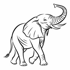 Simple a Elephant line art vector design white background