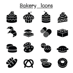 Bakery icon set in thin line style