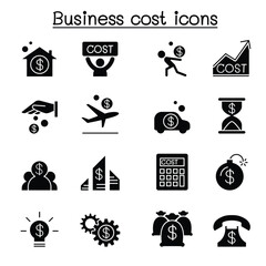 Obraz premium Business cost icon set in thin line style