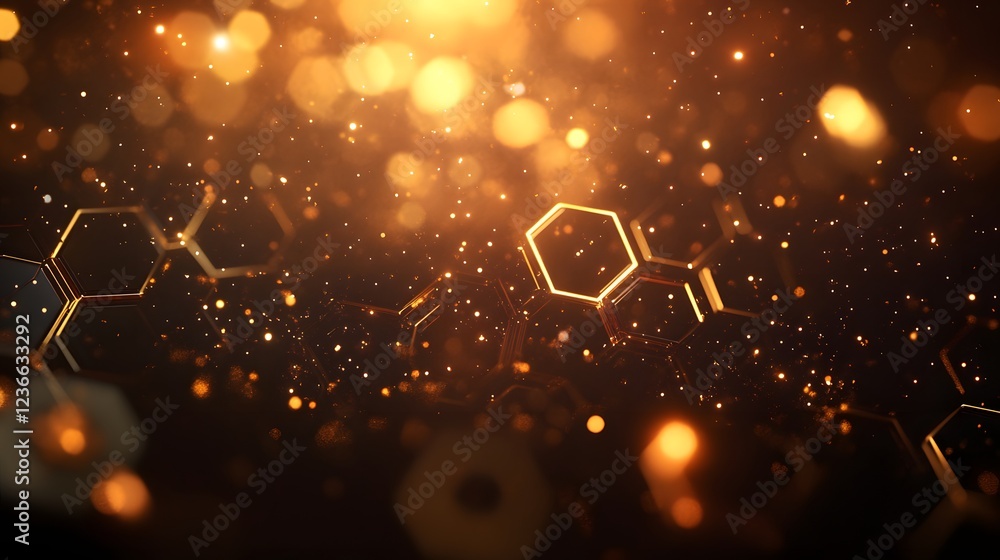 Poster golden hexagon network abstract background design
