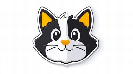 Obraz premium Adorable cartoon cat face with big eyes and cheerful expression. Perfect for kids' products!