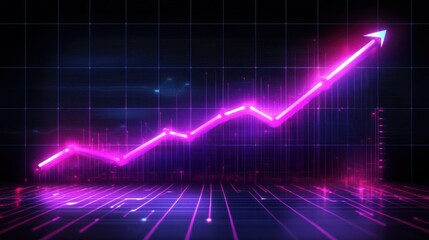 Futuristic Business Growth Chart with Light Effects