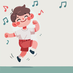 vector of small children jumping happily