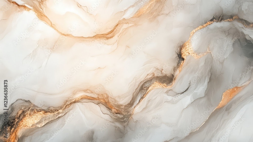 Aufkleber elegant abstract marble background with soft cream and gray tones highlighted by subtle gold veins f
