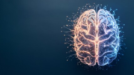 Obraz premium Human Brain Network with Glowing Neural Connections, Represents Artificial Intelligence, Innovation, Advanced Computing, Futuristic Technology, Cognitive Science, and Data Visualization.