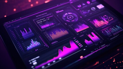 Obraz premium Big data analysis, neon data categorization, futuristic parameter sorting, advanced analytics dashboard