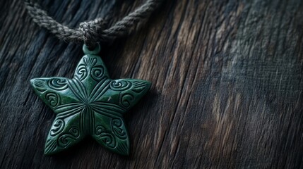Handcrafted Maori greenstone necklace featuring a star motif, symbolizing Matariki and renewal