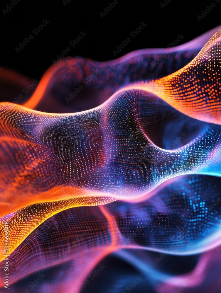 Poster big data network visualization concept. digital music industry, abstract science vector background. 