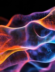 Big data network visualization concept. Digital music industry, abstract science vector background. Virtual flow big binary data visualization illustration