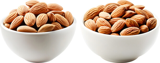 Almonds in white bowl.