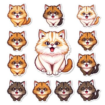 Anggora cat in various dynamic poses and emotive expressions