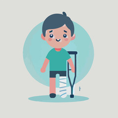 vector of a little boy's broken leg