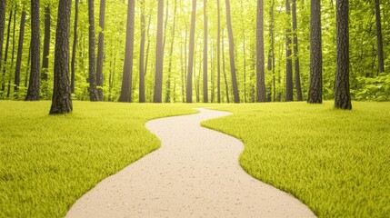 Obraz premium Serene Forest Pathway Through Lush Green Woods
