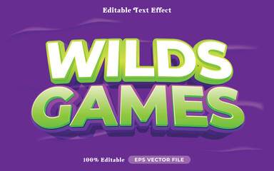 wilds games editable text effect modern color shiny. bold Text style effect. Editable fonts vector files