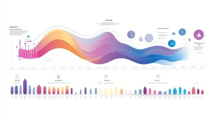 Infographic charts. Financial flow chart trends graph. Population infocharts. Statistics bar diagram. Presentation vector infographics