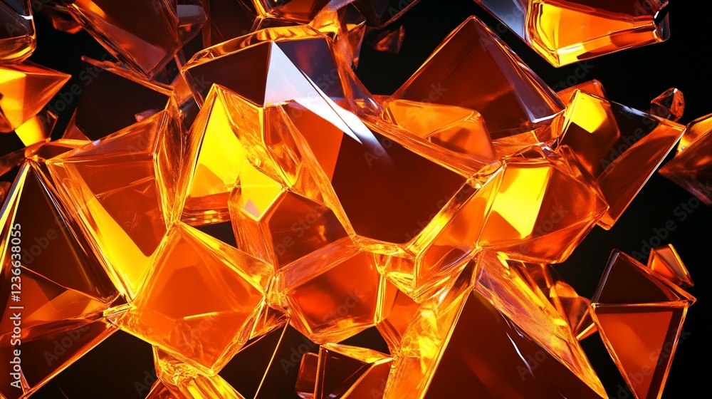 Aufkleber abstract background of orange glass shards with a dynamic and intense feel