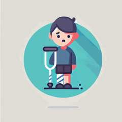 vector of a little boy's broken leg