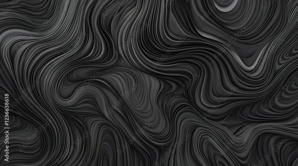 Poster high-resolution wavy gray background with a smooth, fluid texture for design elements