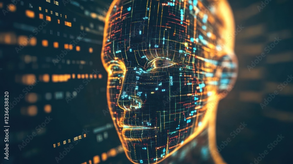 Poster digital representation of an artificial intelligence network face