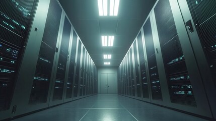 Fantastic Server room in data telecommunication equipment concept of big data storage