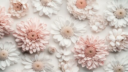 Isolated pink daisy chrysanthemums on a neutral background, floral close-up