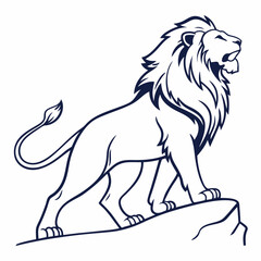 Simple a Lion line art vector design white background