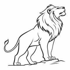 Simple a Lion line art vector design white background