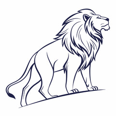 Simple a Lion line art vector design white background