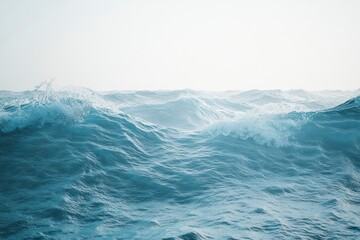 Obraz premium Light blue water waves, white background