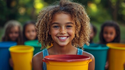 Hopeful Environmentalist Teaches Children About Recycling and Sustainability in Park