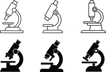 microscope set of silhouette. microscope icon set vector on white background
