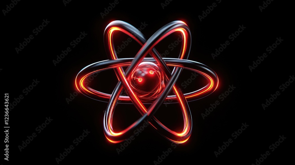 Poster exploring atomic energy concepts science laboratory digital art abstract atmosphere close-up view in