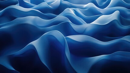 Obraz premium Luxurious deep blue abstract background with undulating blue waves and a smooth texture.