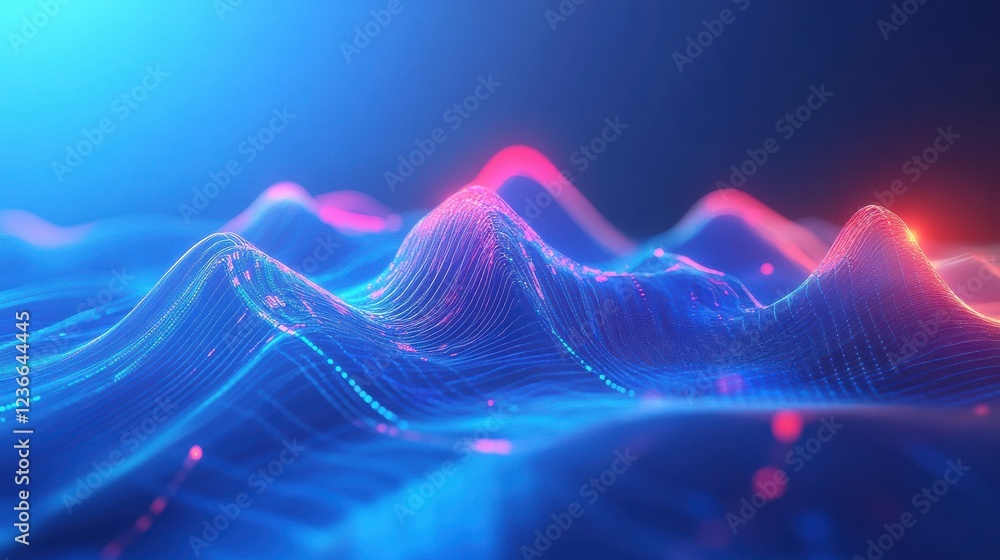 Aufkleber dynamic financial chart with fluctuating graphs and glowing elements on a blue background