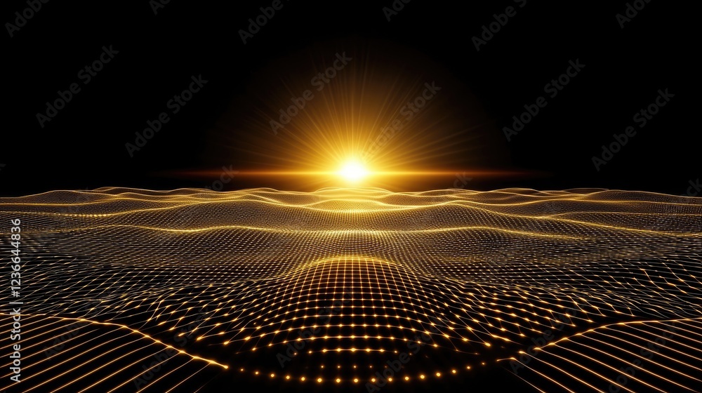 Poster dynamic digital landscape visualization virtual space graphic design cosmic environment high-definit