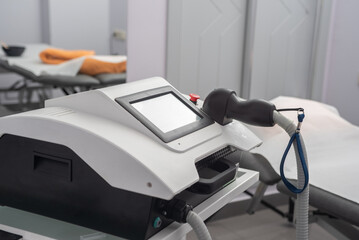 Modern equipment for laser hair removal and hair removal in a beauty salon. Beauty salon and...
