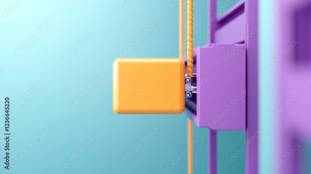 Aufkleber abstract 3d rendering of a vibrant orange rectangular object connected to a purple structure by oran
